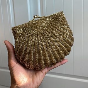 La Regale Purse Gold Beaded Clutch